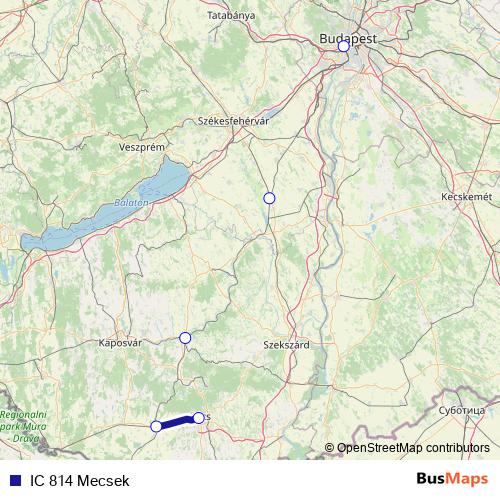 IC 814 Mecsek rail Line Map