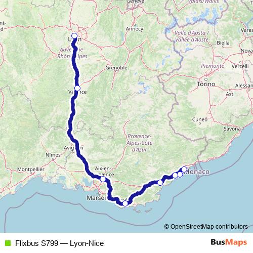 Flixbus S799 bus Line Map
