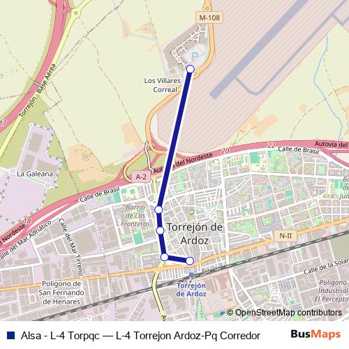 Alsa - L-4 Torpqc bus Line Map