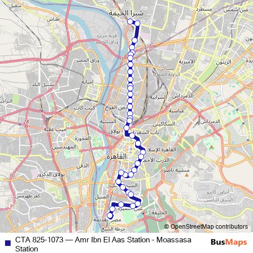CTA 825-1073 bus Line Map