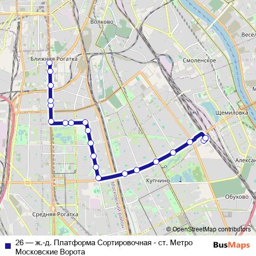 26 trolleybus Line Map