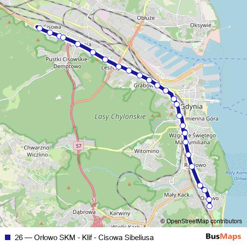 26 trolleybus Line Map
