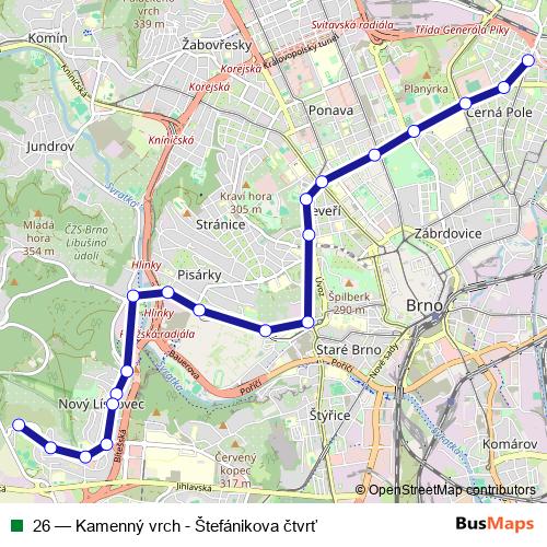 26 trolleybus Line Map