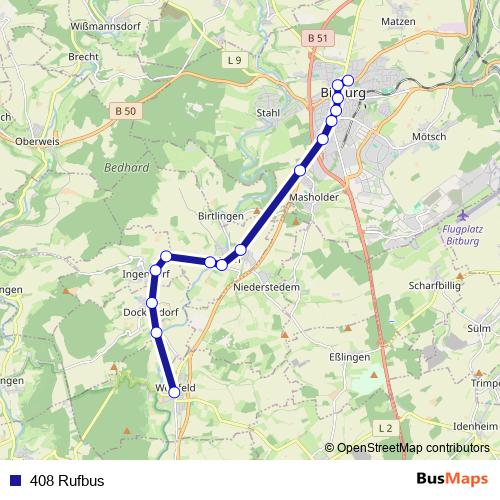 408 Rufbus bus Line Map