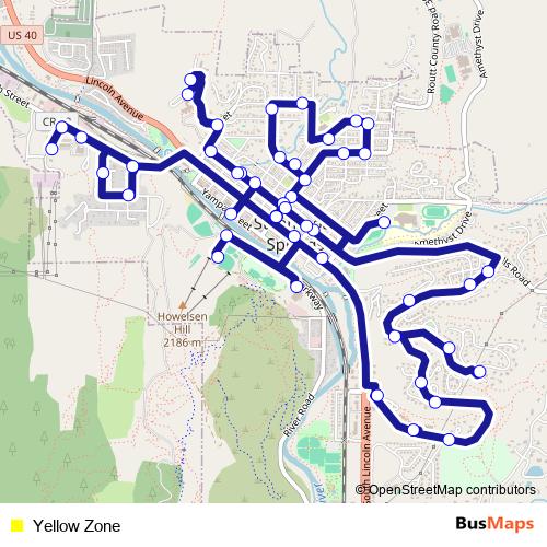Yellow Zone bus Line Map