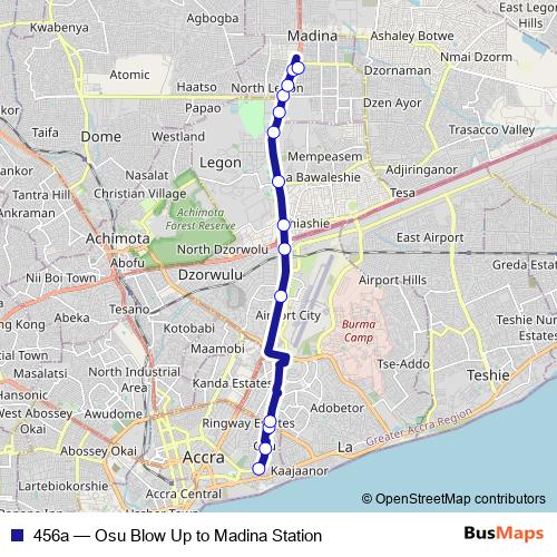 456a bus Line Map