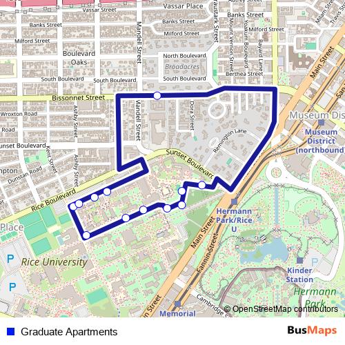 Graduate Apartments bus Line Map