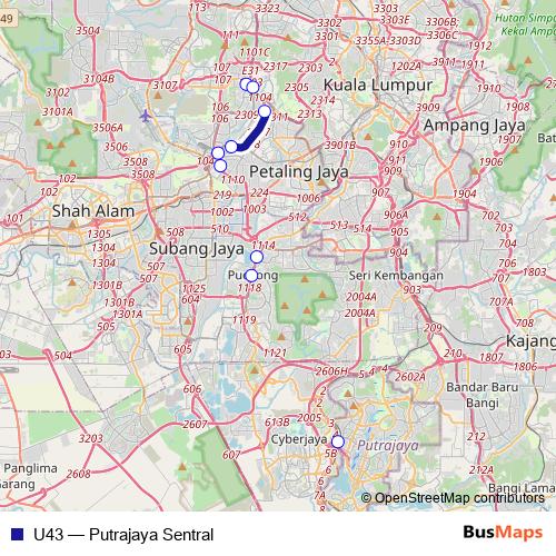 U43 bus Line Map