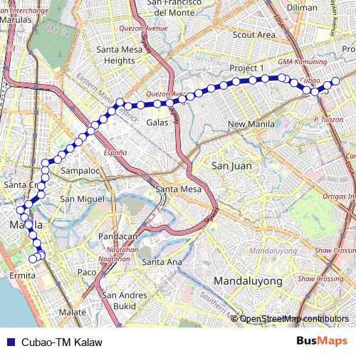Cubao-TM Kalaw bus Line Map