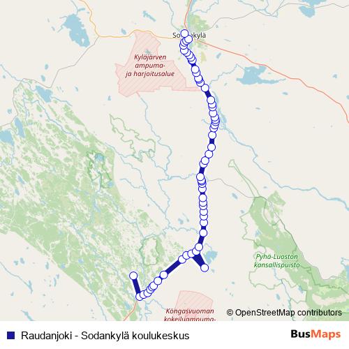 Raudanjoki - Sodankylä koulukeskus bus Line Map