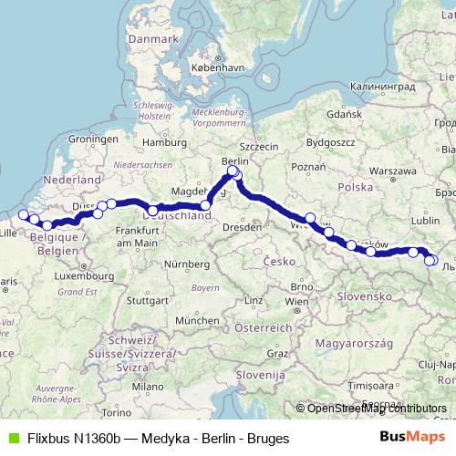 Flixbus N1360b bus Line Map