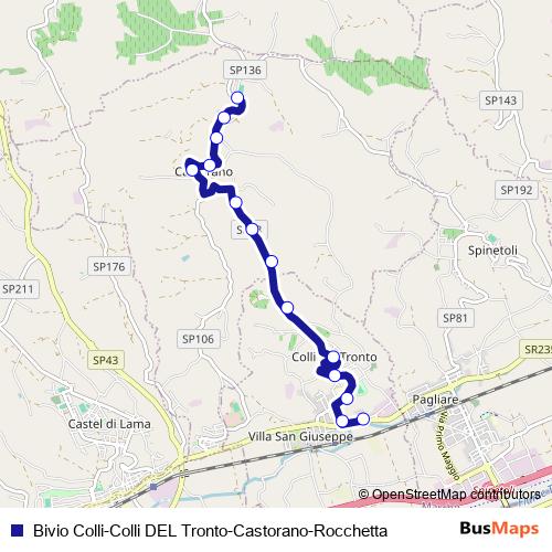 Bivio Colli-Colli DEL Tronto-Castorano-Rocchetta bus Line Map