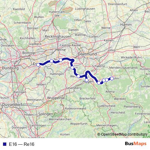 E16 rail Line Map