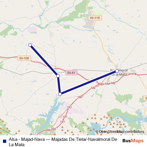 Alsa - Majad-Nava bus Line Map