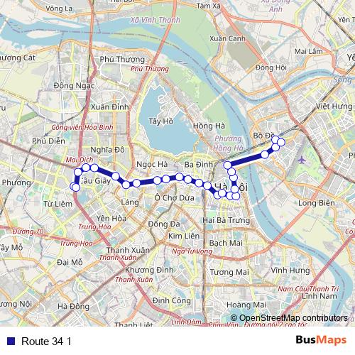 Route 34 1 bus Line Map