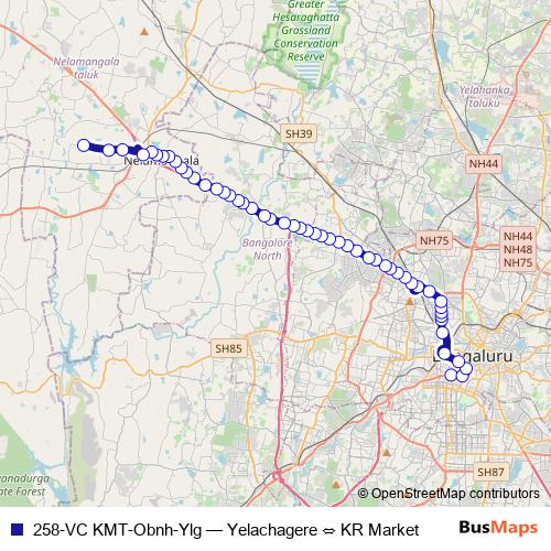 258-VC KMT-Obnh-Ylg bus Line Map