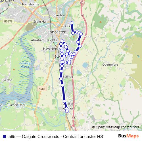 565 bus Line Map