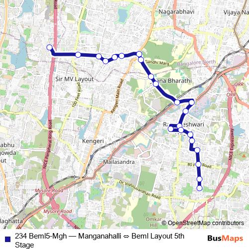 234 Beml5-Mgh bus Line Map
