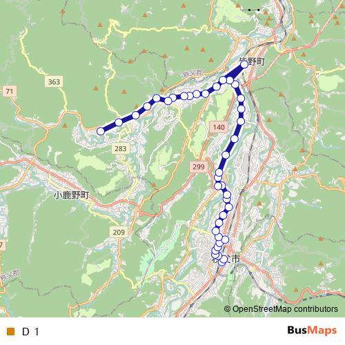 Ｄ１ bus Line Map
