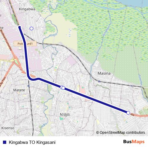 Kingabwa TO Kingasani bus Line Map