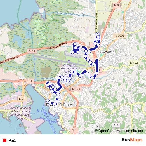 Ae5 bus Line Map
