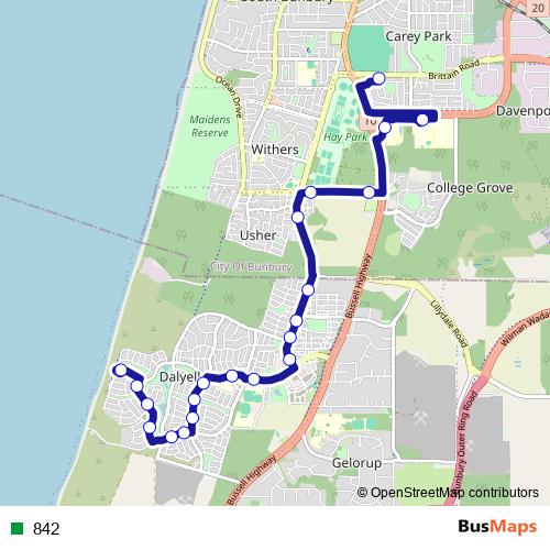 842 bus Line Map