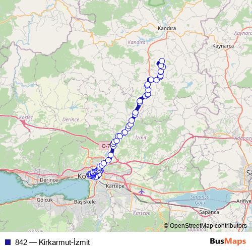 842 bus Line Map