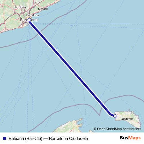 Balearia (Bar-Ciu) ferry Line Map