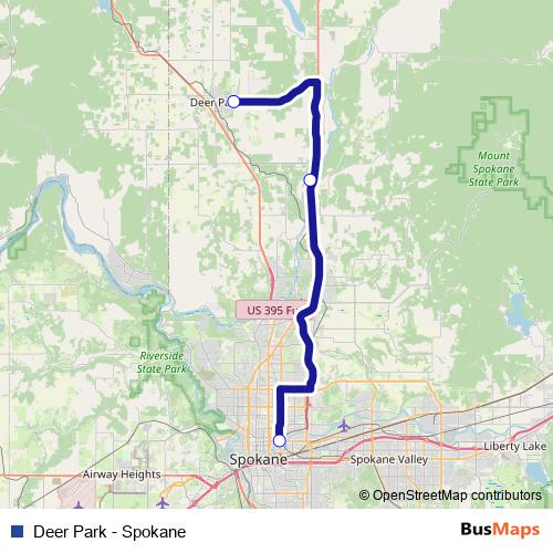 Deer Park - Spokane bus Line Map