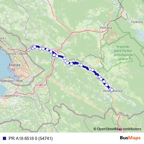 PR A18 6518 0 (54741) bus Line Map