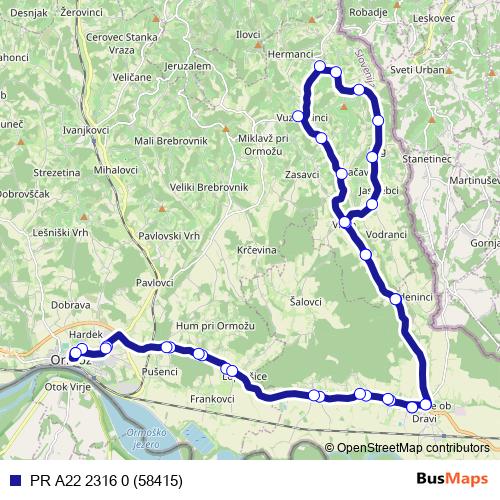 PR A22 2316 0 (58415) bus Line Map