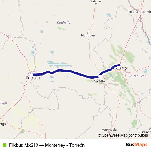 Flixbus Mx210 bus Line Map