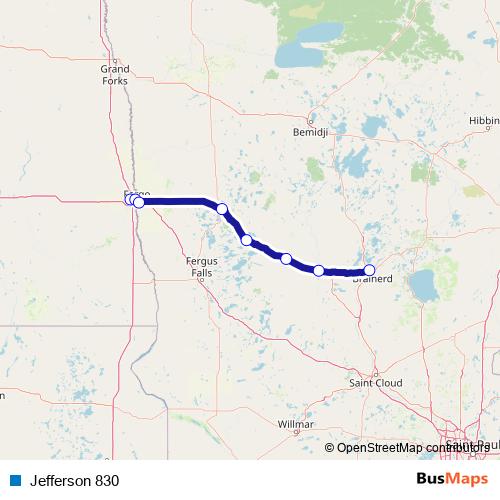 Jefferson 830 bus Line Map