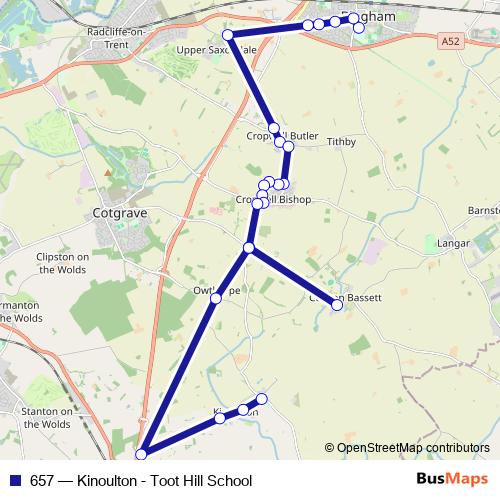 657 bus Line Map