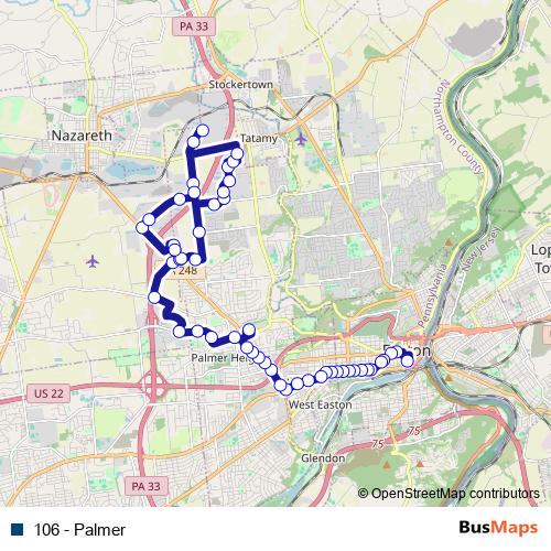 106 - Palmer bus Line Map