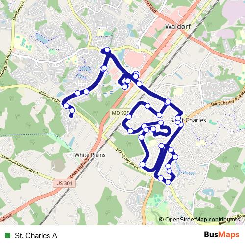 St. Charles A bus Line Map