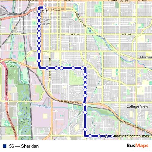 56 bus Line Map