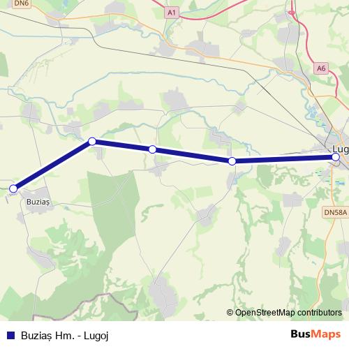 Buziaş Hm. - Lugoj rail Line Map