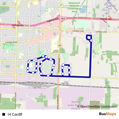 14 Cardiff bus Line Map