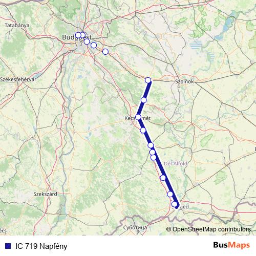 IC 719 Napfény rail Line Map