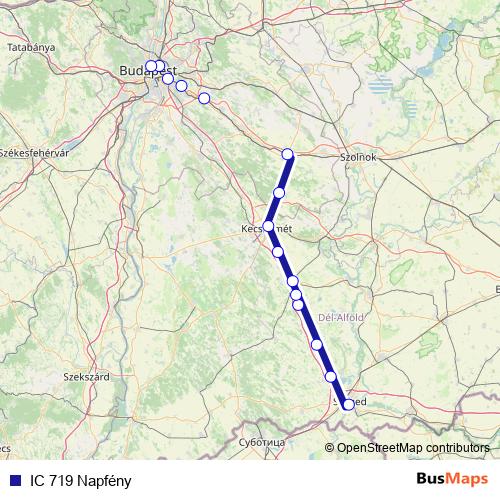 IC 719 Napfény rail Line Map