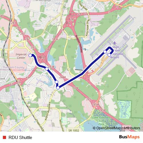 RDU Shuttle bus Line Map