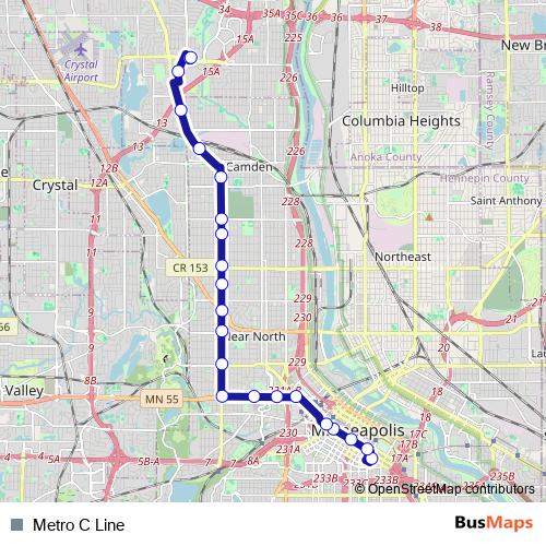 Metro C Line bus Line Map