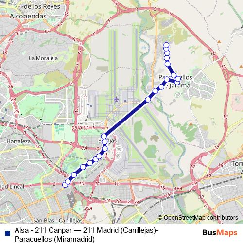 Alsa - 211 Canpar bus Line Map
