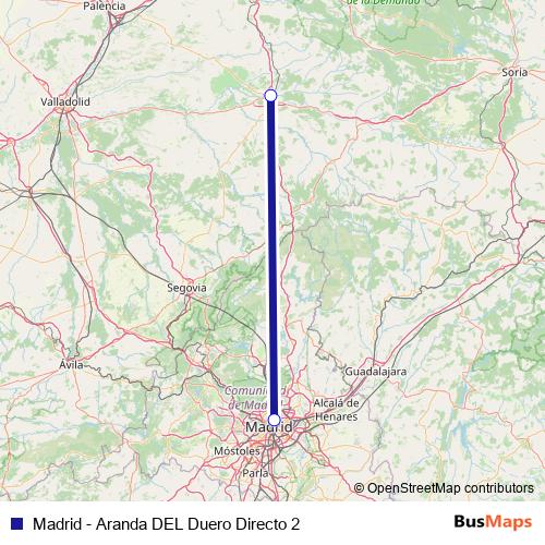 Madrid - Aranda DEL Duero Directo 2 bus Line Map