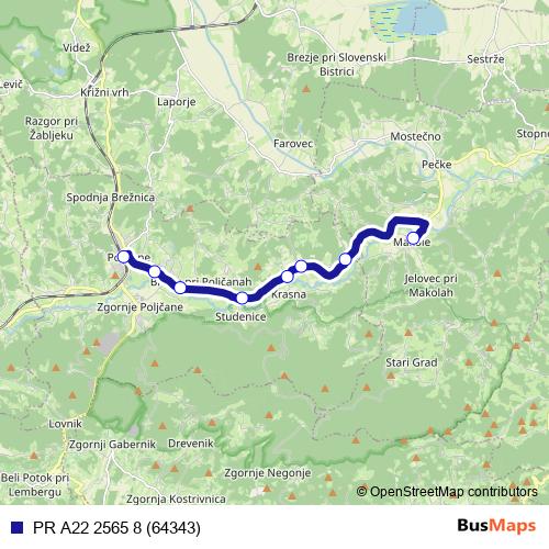 PR A22 2565 8 (64343) bus Line Map