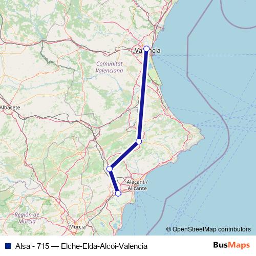 Alsa - 715 bus Line Map