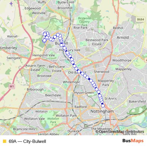 69A bus Line Map