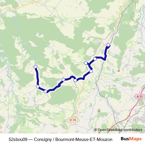 52sbou09 bus Line Map
