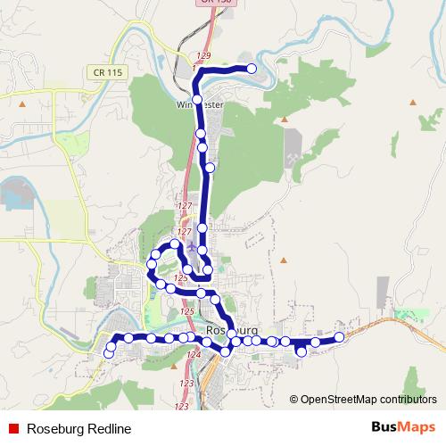 Roseburg Redline bus Line Map